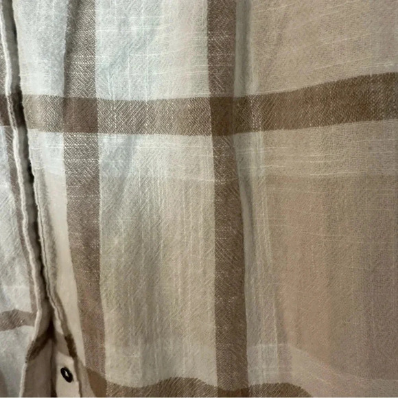 Free People Peppy in Plaid Women’s Long Sleeve Cream Peplum Style Top Size S GUC - Picture 5 of 7